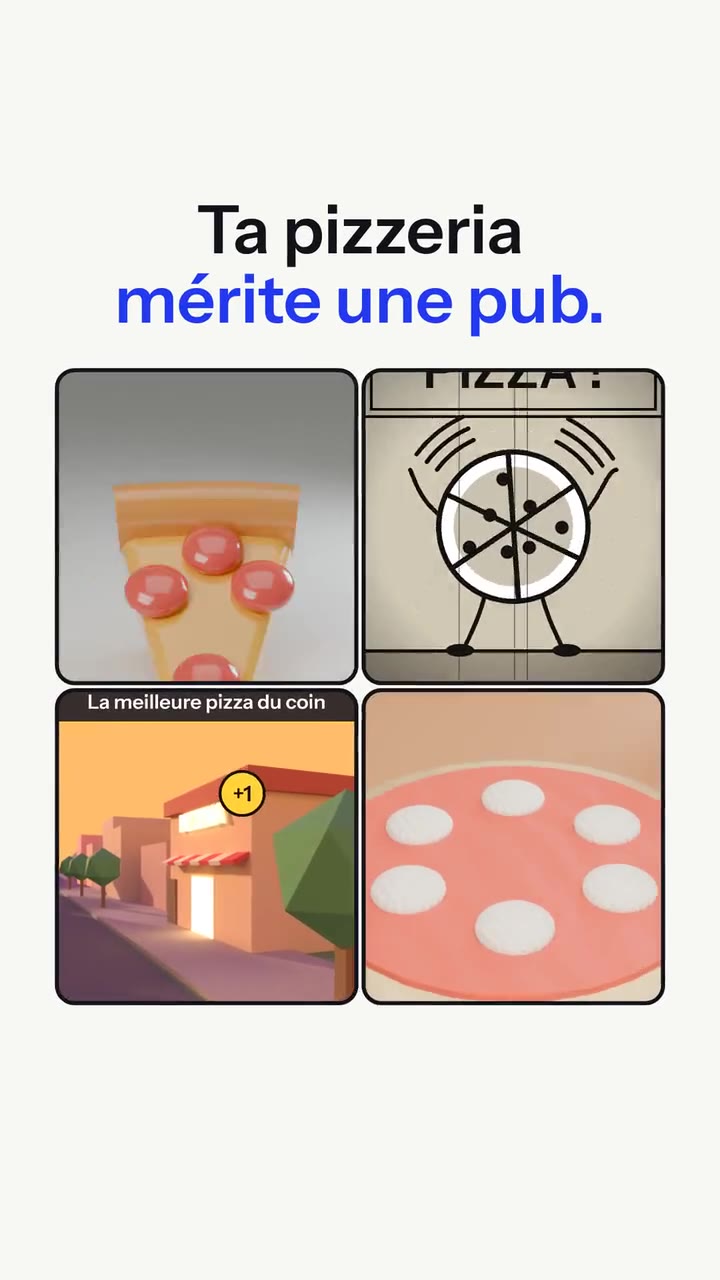 Démo : une pub vidéo pour une pizzeria inventée, en cinq styles.